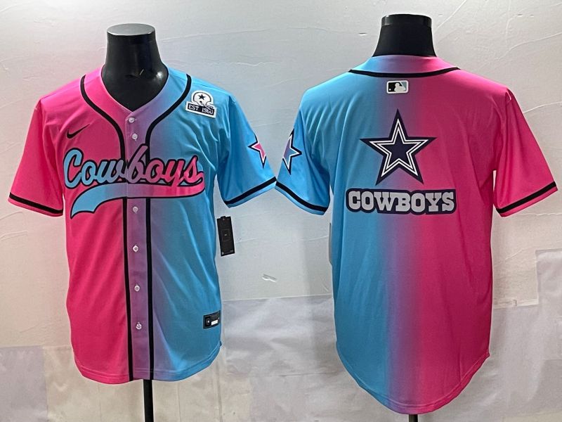 Men 2025 Dallas Cowboys Blank Blue pink Nike Limited NFL Jersey style 0010->dallas cowboys->NFL Jersey